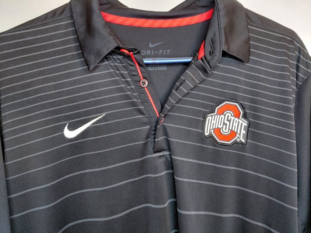 NWOT Nike Ohio State Buckeyes Dri-FIT Sideline Coaches Victory Stripe Polo Large